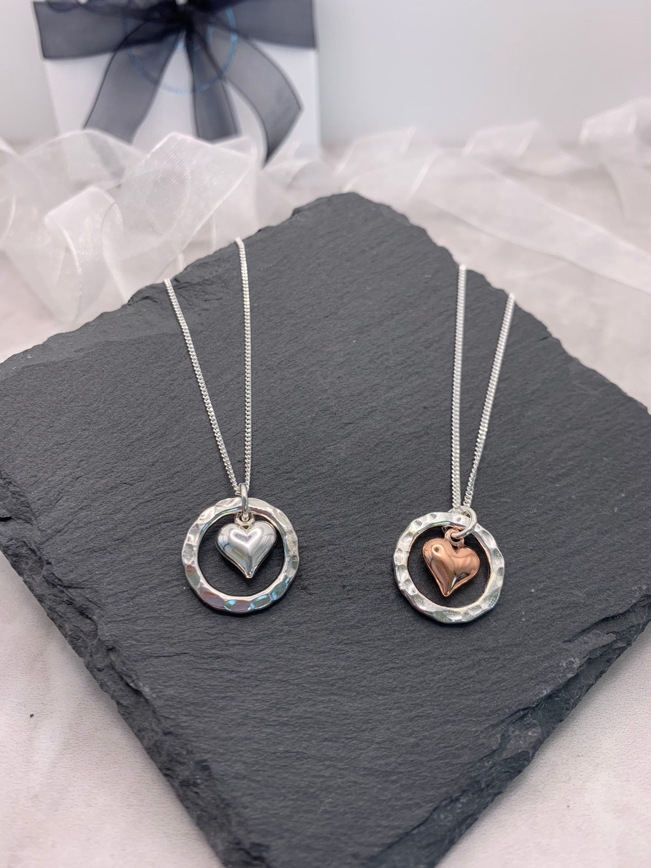 Silver and Rose Gold Heart Necklace 