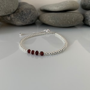 Silver 40th birthday bracelet. 40th birthday gift. 40th gift for women. July Birthstone Bracelet.  Ruby bracelet. Birthstone bracelet