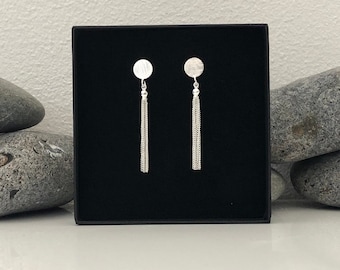 Silver tassel earrings. Tassel earrings. Silver tassel dangle earrings. Long tassel earrings.  Mother's Day gift. Gift for her