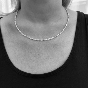 Sterling Silver woven Necklace. Silver braided Necklace. Plaited silver chain Necklace. Mother&#39;s Day gift