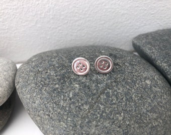 Sterling silver button stud earrings. Silver button earrings. Button earrings. Silver button jewellery