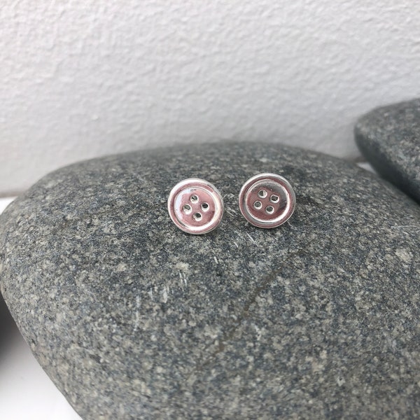 Sterling silver button stud earrings. Silver button earrings. Button earrings. Silver button jewellery