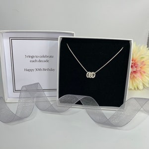 Silver 30th birthday necklace 30 birthday gift. 30th birthday gift for women. Sterling silver 30th pendant