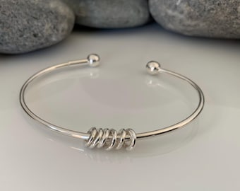 Silver 60th birthday bracelet 60 birthday gift. 60th birthday gift for women. Sterling silver 60th bracelet. 60th bangle