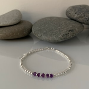 Silver 50th birthday bracelet.  50th birthday gift. 50  gift for women. February Birthstone Bracelet. Amethyst Bracelet