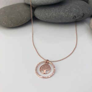 Rose gold tree of life necklace. Tree of life pendant. Rose gold vermeil tree of life charm necklace