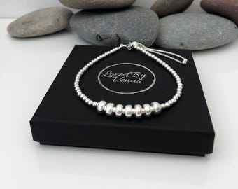 Silver 70th birthday bracelet 70 birthday gift. 70th birthday gift for women. Sterling silver 70th bracelet