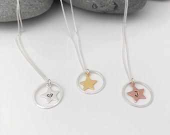 Personalised sterling silver star necklace. Silver star necklace. Personalised necklace. Initial. Letter necklace. Monogram star charm