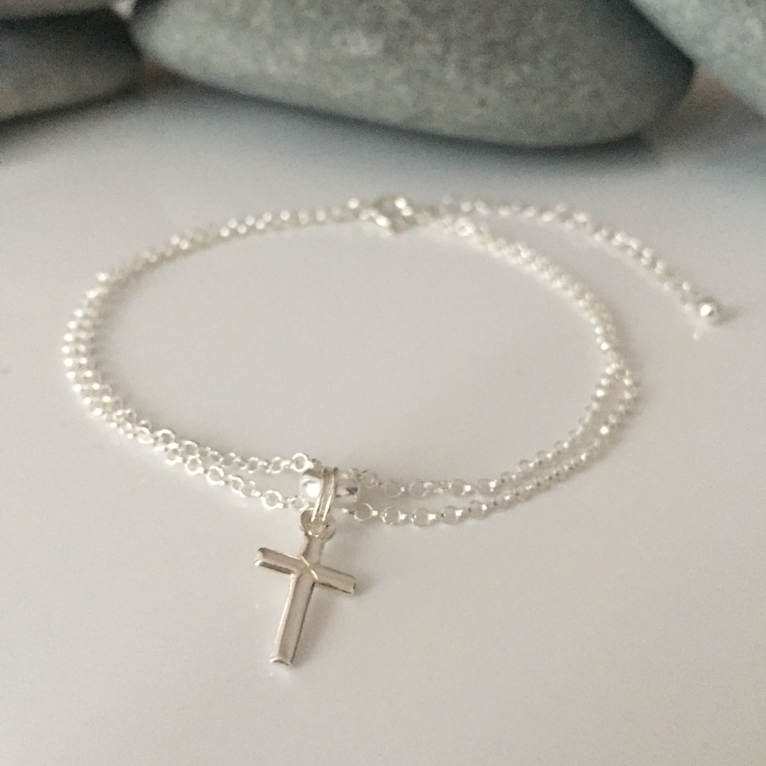Sterling Silver Cross Bracelet. Silver Crucifix Bracelet. Etsy UK