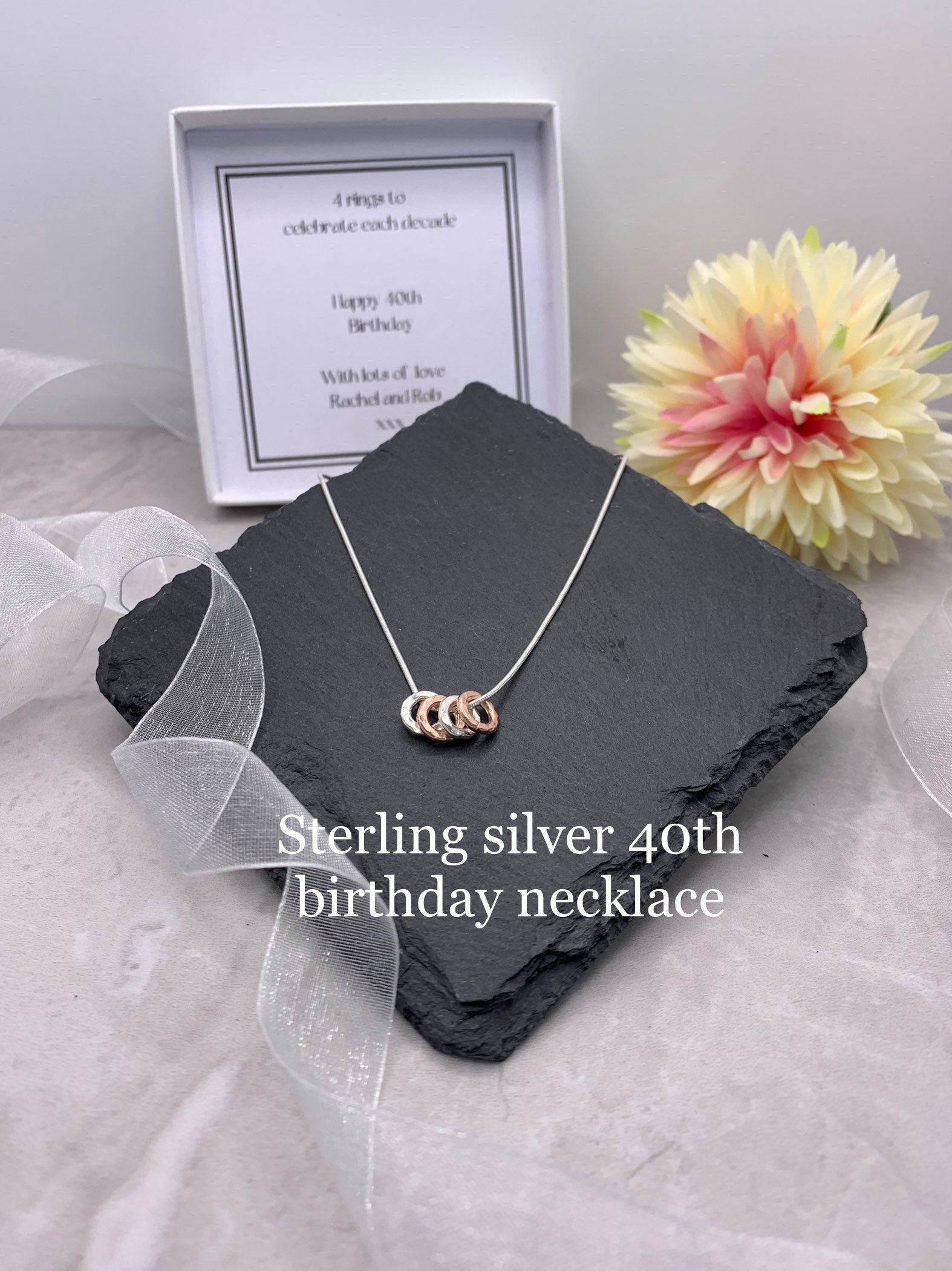 40th Birthday Necklace with Birthstone