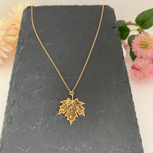 Gold filled maple leaf necklace. Delicate gold maple leaf pendant. Canadian maple leaf. Maple leaf necklace