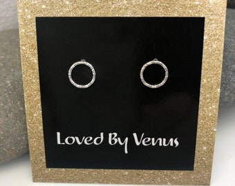 Sterling silver circle stud earrings, Circle studs, circle earrings, dainty circle studs
