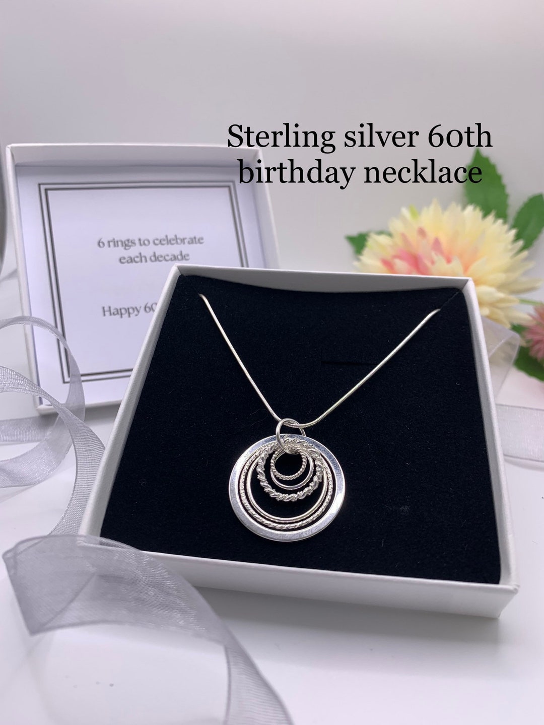 Sterling Silver 60th Necklace. 6 Rings Necklace. 60th Birthday - Etsy UK