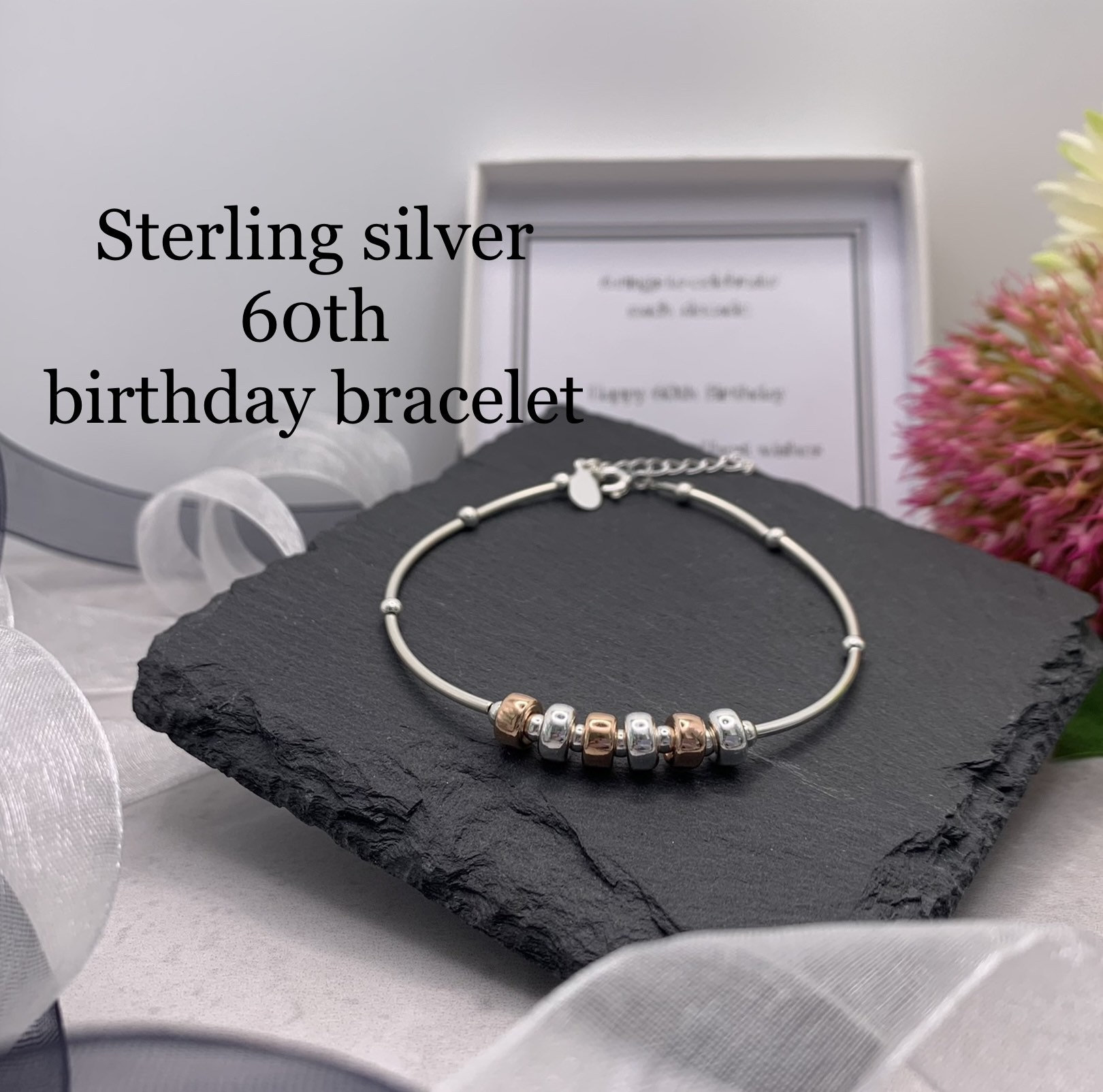 Silver 60th Birthday Bracelet. 60th Birthday Bracelet. 60th