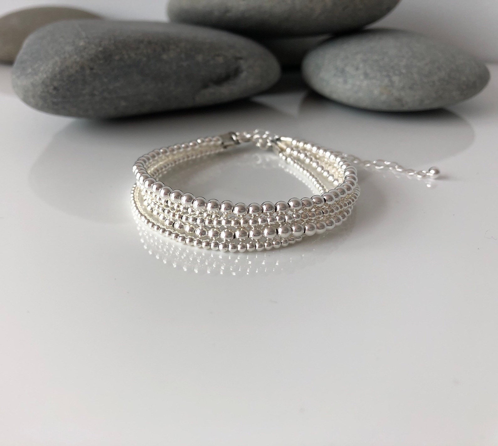 5 Strand Bracelet. Layered Sterling Silver Bracelet. Silver Etsy