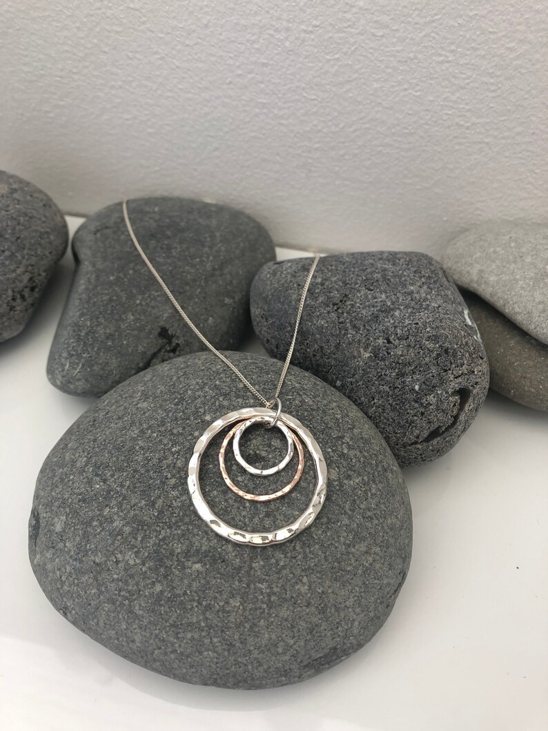 Circle Necklace. Long Circle Necklace. Mixed Metal Necklace. Etsy UK