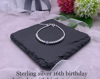 16. Geburtsstein Armband. Geschenk zum 16. Geburtstag. Besonderes Geburtstagsgeschenk. Geschenk zum 16. Geburtstag für Mädchen. Geburtsstein Armband. Meilenstein