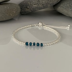 Silver 50th birthday bracelet. 50 birthday gift. 50th  gift for women. December Birthstone Bracelet. London blue topaz bracelet .