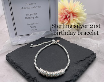21st birthday bracelet. 21st birthday gift. Special birthday present. 21 gifts for girls. Milestone Jewellery. 21st bracelet