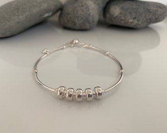 Silver 50th birthday bracelet. 50th birthday gift for her. 5 ring bracelet.