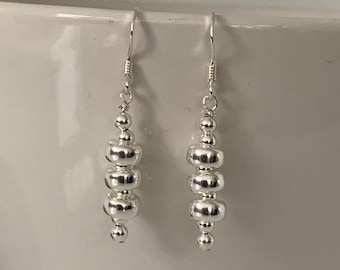 Sterling silver beaded drop earrings. Silver drop earrings. Silver beaded earrings. Silver dangle earrings