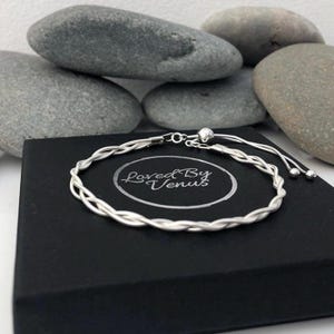 Sterling Silver woven bracelet. Silver braided friendship bracelet. Braided silver chain bracelet. Mother's Day gift. Gift for her