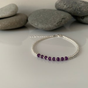 Silver 80th  birthday bracelet.  80th birthday gift. 80th birthday gift for women. February Birthstone Bracelet. Amethyst Bracelet