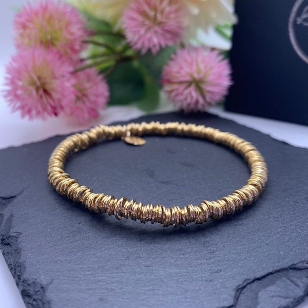 Gold sweetie bracelet. Gold link style bracelet. Sweetie bracelet. Gold beaded bracelet. Link style bracelet. Gift for her.