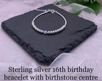 16th birthstone bracelet. 16th birthday gift. Special birthday present. 16th birthday gift for girls. Birthstone bracelet. Milestone