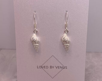 Sterling silver shell earrings. Silver Shell earrings. Shell earrings. Summer jewellery. Conch shell earrings. Gift for her.