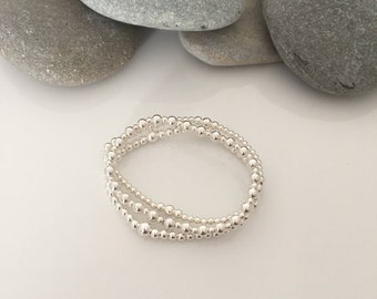 Silver stacking bracelets. Sterling silver stacker bracelets.  Stackable bracelets. Silver bead bracelets. Beaded bracelets. Stacking