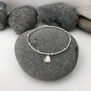 Sterling silver and heart bracelet. Silver heart bangle. Delicate heart bracelet. Heart Bracelet. Dainty Bracelet