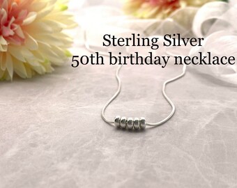 Sterling Silver 50th birthday necklace. 50th birthday gift. 50th birthday gift for women. 50th pendant. 50th necklace. 50th gift for her.