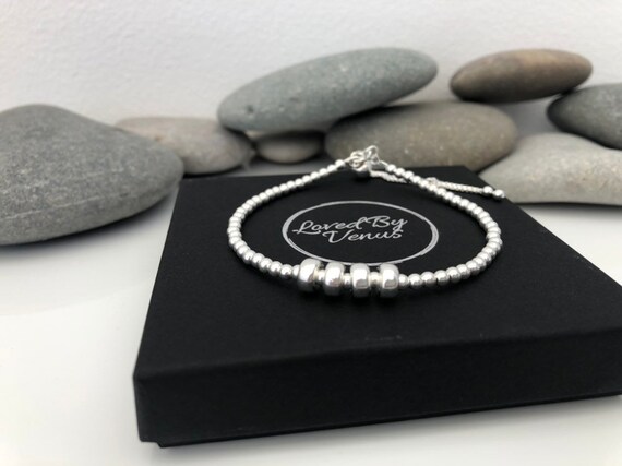 Sterling Silver 40th Birthday Bracelet. 40 Birthday Gift. Silver