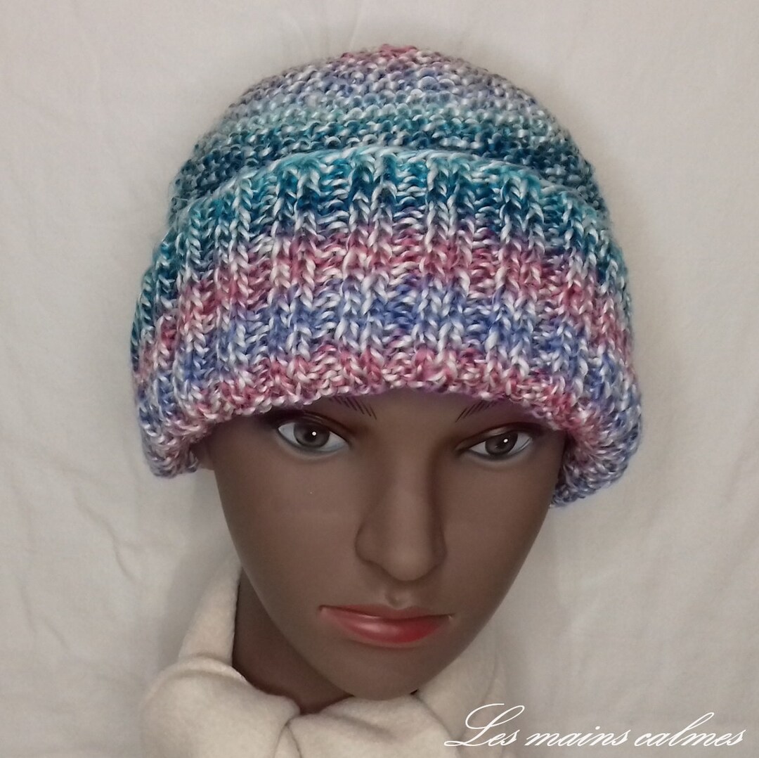Hand Knitted Hat. Adult Size. Knitted in Garter Stitch and Etsy