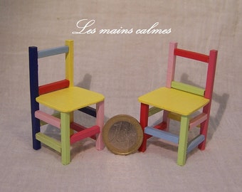 Paire de chaises multicolores Faites sur commande. Fait main ( les miennes)