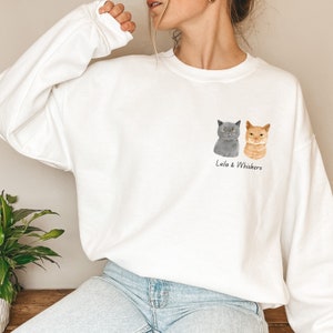 Personalized Cat Face Sweatshirt - Custom Cat Name - Cat Mama Cat Dad Sweatshirt - Gift for Cat Lovers - Personalized Pet Sweatshirt