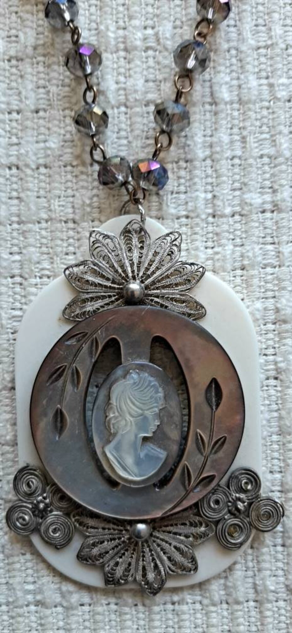 Handmade Unique chain with beautiful Medallion with mother of Etsy