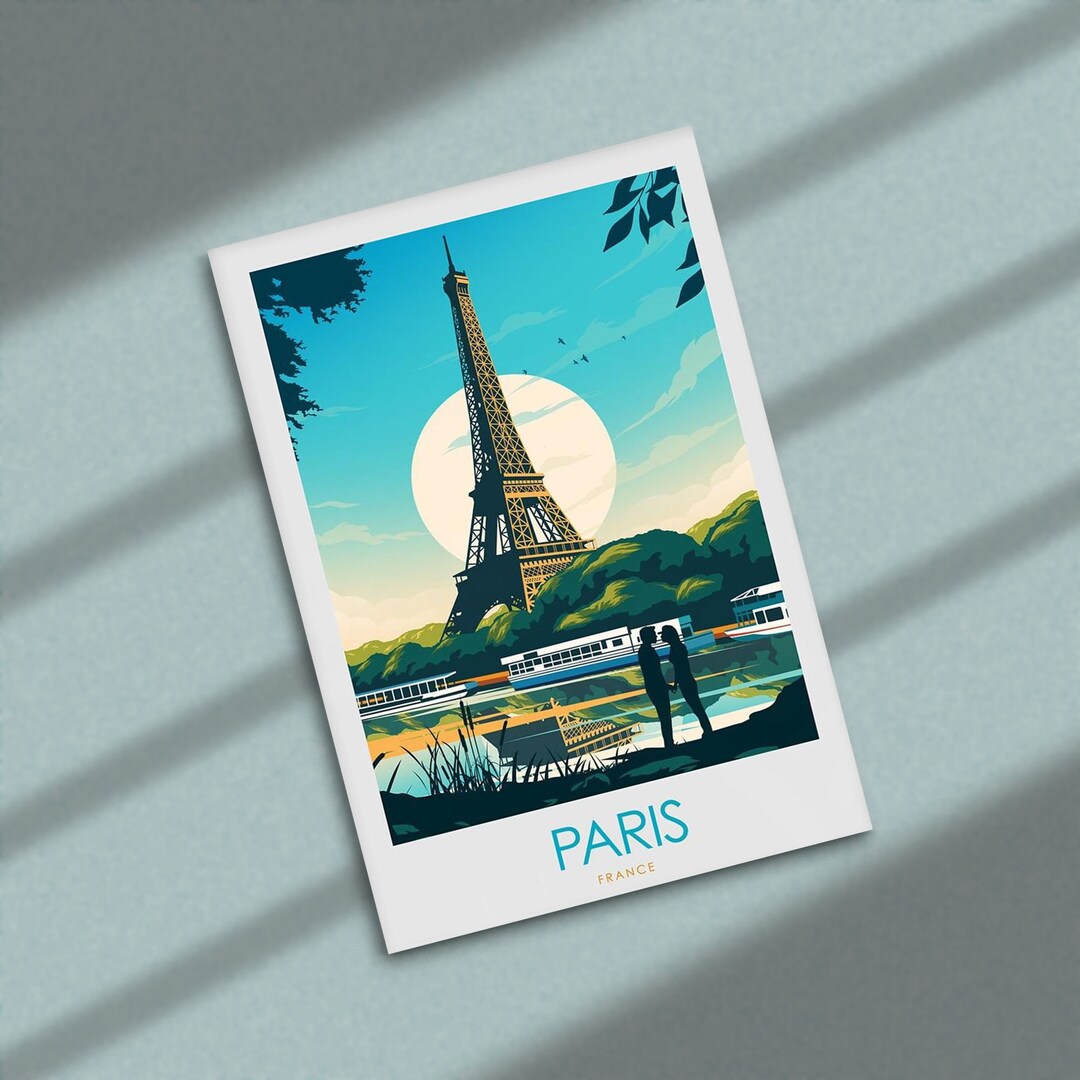 Paris Eiffel Tower Vintage Poster Paris Travel Poster Paris Etsy