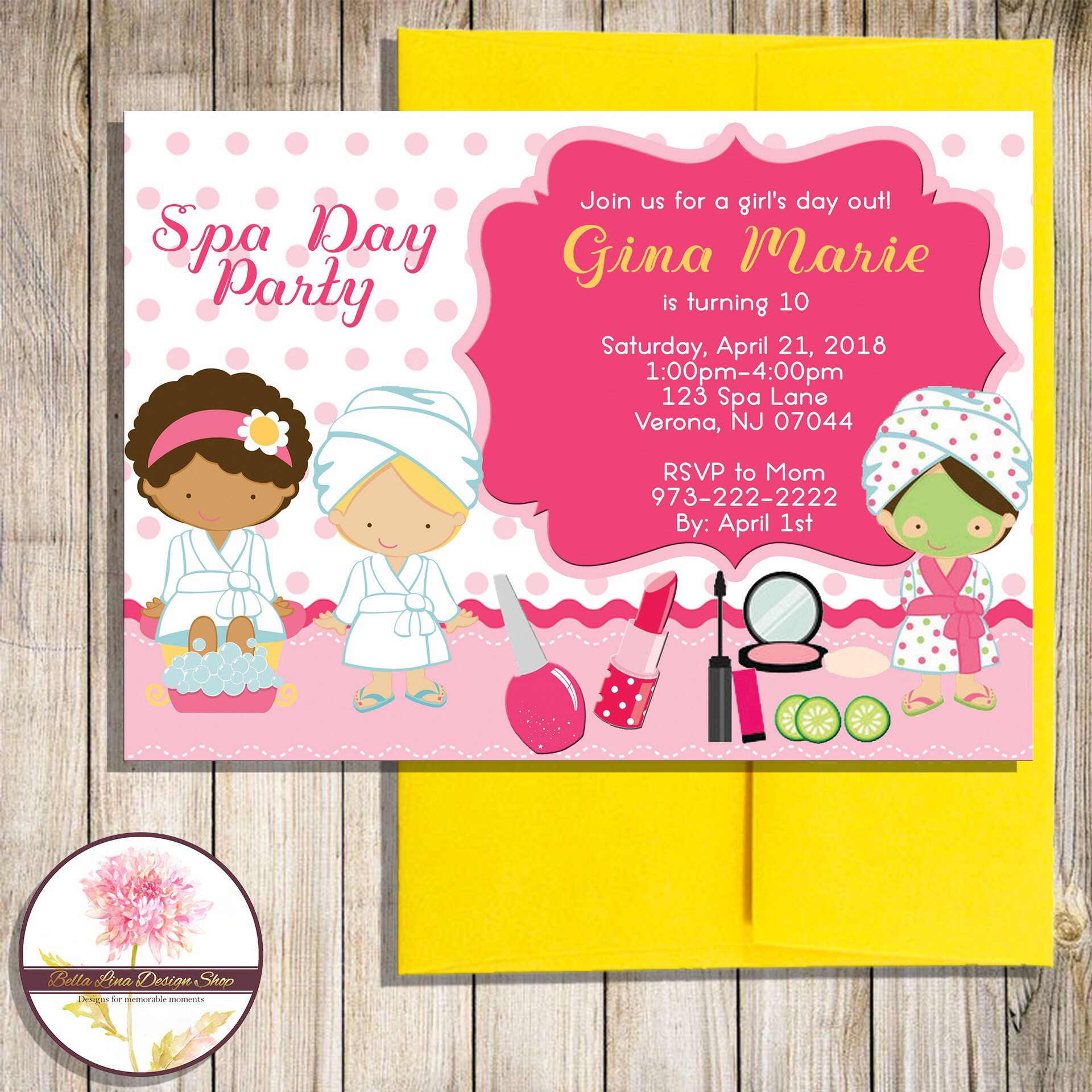 Spa Party Birthday Invitation Digital File Etsy