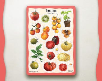 Tomatoes - Sticker Sheet A6 | Journal Stickers - Scrapbook Stickers - Planner Stickers - Decoration Stickers