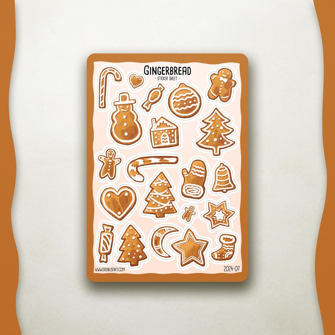 Gingerbread Sticker Craft Gingerbread Sticker Sheet A6 Journal Stickers Scrapbook Stickers ...