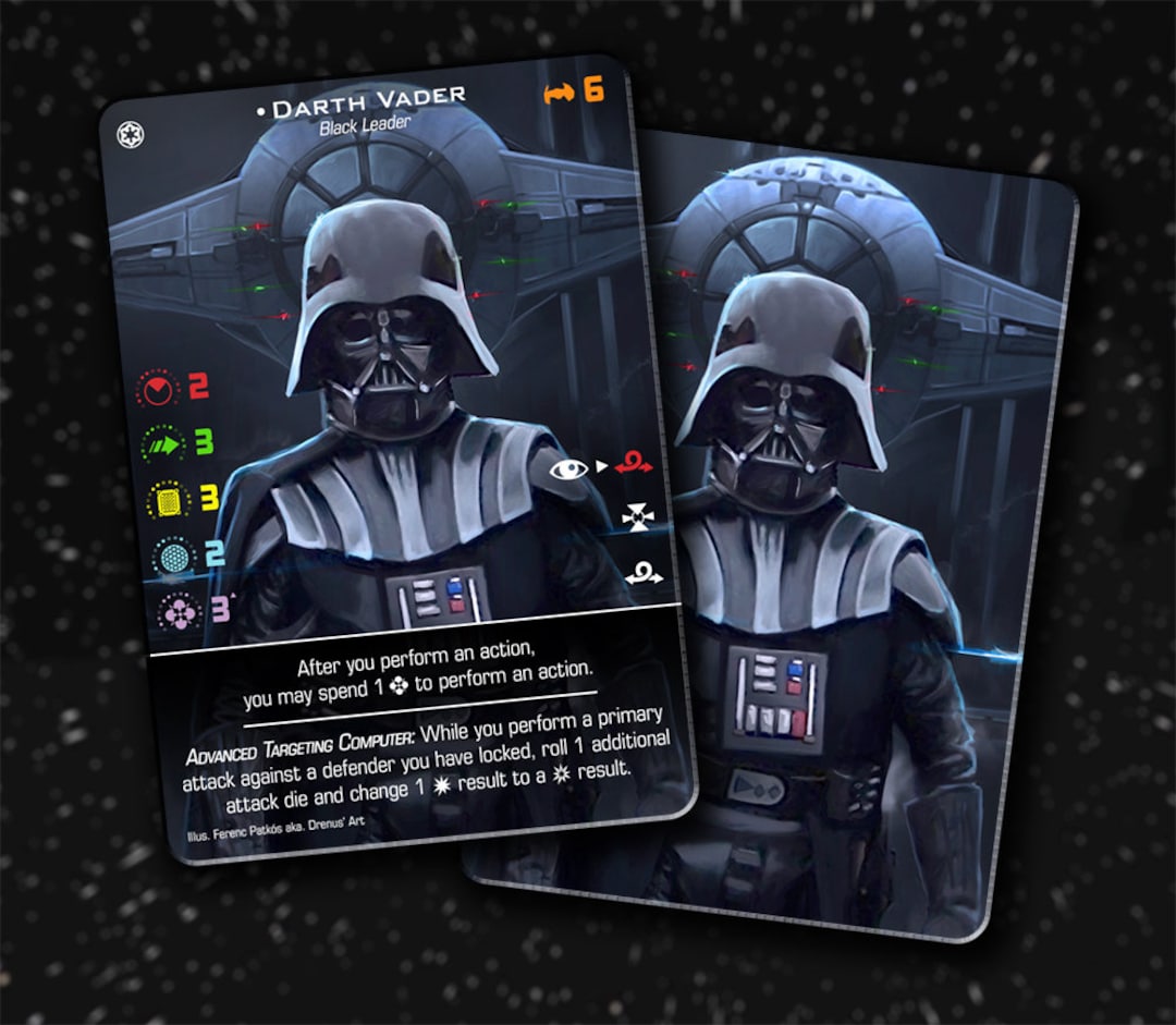 Darth Vader TIE Advanced X1 Xwing Second Edition Custom Alt Card Etsy