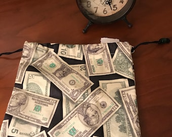 Money Print Drawstring Pouch: Novelty Gift Bag