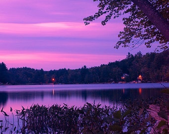 Purple Sunset Photograph, Adirondack Mountains, Adirondack Decor, Purple Sky Night Photography, Adirondack Fine Art Photography, Wall Art