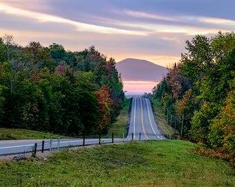 Adirondack Highway, Adirondack Road, Early Morning, Adirondack Dawn, Driving in the Adirondacks, Adirondack Mountains, Adirondack Photograph