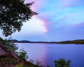 Fourth Lake, Eagle Bay, Purple Skies, Adirondack Mountains, Lake View, Fine Art, Landscape Photo, Adk, Nature Photography, Adirondacks