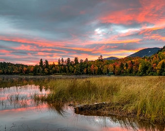 Mountain Photo, Sunrise Photography, Lake Placid, Adirondack Mountains, Adirondack Fine Art, Sunrise Print, Connery Pond Sunrise Photo