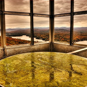 Fire Tower, Adirondack Mountains, Hiking Photo, Bald Mountain, Fourth Lake, Autumn Landscape, Adirondack Photo, Fall Foliage, Landscape Art