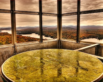 Fire Tower, Adirondack Mountains, Hiking Photo, Bald Mountain, Fourth Lake, Autumn Landscape, Adirondack Photo, Fall Foliage, Landscape Art